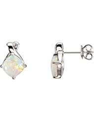 Genuine Opal & Diamond Earrings