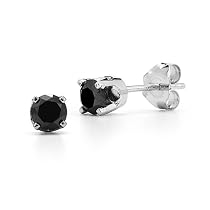10k White Gold Black Diamond Studs (1/4 cttw, Black Color, I2-I3 Clarity)