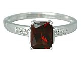 Radiant Cut 2.75 carat Garnet Ring Size 13 in Sterling Silver