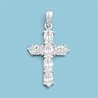Sterling Silver Pendant - Clear Marquise Prong Set Cubic Zirconia - Cross - 24mm Height