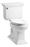 KOHLER K-3817-0 Memoirs Comfort Height Two-Piece Elongated 1.28 gpf Toilet with Stately Design, Whi