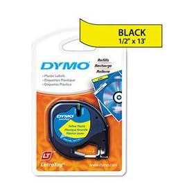 DYMO Products - DYMO - LetraTag Plastic Label Tape Cassette, 1 2in x 13ft, Hyper Yellow - Sold As 1 Each - Adds visual... by