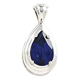 14K Platinum Sapphire Pendant -- OTHER GEMS AVAILABLE