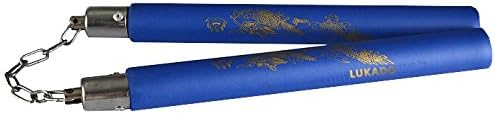 LUKADO Blue Dragon Foam Padded Nunchaku w/ Steel Swivel Chain