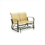 Alta Vista Sling Gliding Loveseat Finish: Aged Green, Fabric: Flat Weave