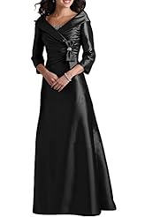 V-neck Taffeta Evening Dress 