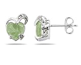 1.50CTW Heart Shape Green Amethyst & Diamond Earrings in 14K White Gold