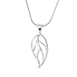 Olive N Figs Sterling Silver Leaf Pendant Necklace with 18" Sterling Silver Shiny Snake Chain