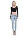KOGMO Womens Long Sleeve Basic Crop Top Round Neck With Stretch -S-BLACK