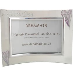 Wedding Day Gift Bride and Groom Silver Line Landscape Photo Frame