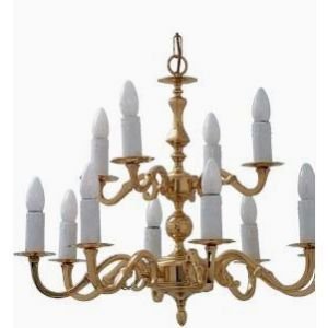Georgian 12 Light Chandelier OAK510/8+4 Polished Brass