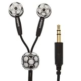 Soccer Ear Bud Black Cord Colored Enamel Bright and Cheerful