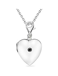 0.12 Cts Black Diamond Solitaire Multi-Purpose Heart Charm Locket Pendant in Silver