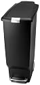 Simplehuman CW1320 Slim Plastic Step-On 10-1/2-Gallon Waste Can, Black