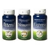 Vaxa Attend Strategy Pack for Attention Deficit Disorder - 3 Bottle Kit - Attend, Memorin & Extress