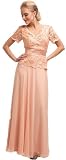 Meier Women's Short Sleeve Double V-Neck Lace Mother of Bride Dress Champagne-L
