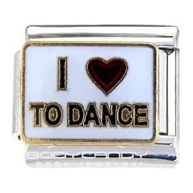 White I LOVE TO DANCE Italian Charm