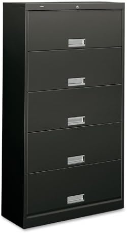 HON 600 Series File Shelf - 36amp;quot; x 13.75amp;quot; x 64.25amp;quot; - Steel - 5 x Shelf(ves) - Letter - Security Lock, Leveling Glide, Rust Resistant, Durable, Recessed Handle - Charcoal