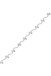 9 Inch Overlapped Bead Anklet 9 Inch Sterling Silver Curved Bar 2mm Bead End Link Anklet