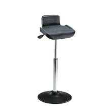 Milagon Tasq WS4211TPU Polyurethane Workseat on Enamel Disc Base Standing Support with Edging, 26"-34" Adjustment Height, 15-1/2" Width x 14" Depth Seat Dimension