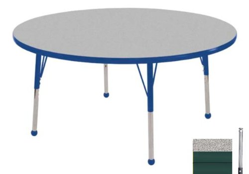 Early Childhood Resource ELR-14115-GGN-TS 48 in. Gray Round Adjustable Activity Table with Green Edge and Green Toddler Legs Nylon Swivel Glides