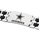 Stainless Steel Dallas Cowboys Rubber Logo ID Bracelet
