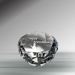 Clear Crystal Heart with "Happy Anniversary" engraving #435-C