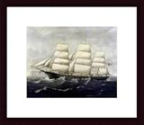 American Clippership by J.S. Alaster 14.00X11.88 Framed with Black Wood Frame