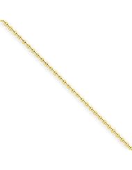 1.3mm Solid 14K Yellow Gold High Polish Classic Rolo Link Chain Necklace with Spring-Ring Clasp - 22" inches