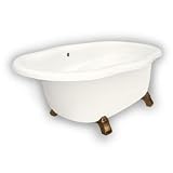 American Bath Factory B4-72-BB-LH-DM3-M2-45-OB Caspian Whirlpool Clawfoot Bathtub in Bisque, Armada