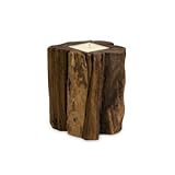 IMAX Natural Medium Teak Wood Stump Candle 8