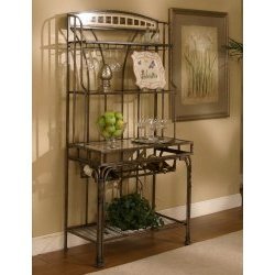Ashton Glass Bakers Rack Etagere (Antique Taupe) (72H x 35W x 19D) by Cramco