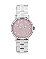 Marc by March Jacobs Baker Silver Tone Pink Dial Watch