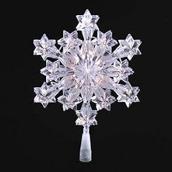 9.5" Ice Palace Clear Lighted Snowflake Starburst Christmas Tree Topper