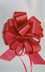10 Pull String Bows - Gift Wrap Packaging - 5" 20 Loops - 1 1/4" - Red