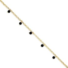 14k gold onyx anklet, 10 inch by The Black Bow