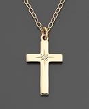 Children's 14k Gold Diamond Accent Cross Pendant