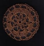 Cinnamon Brown Floral Crocheted Hair Bun Cover- MEDIUM
