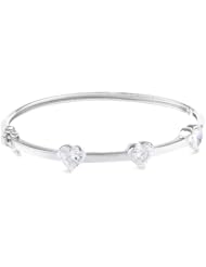 Myia Passiello "Hearts" Swarovski Cubic-Zirconia Heart Station Bangle Bracelet, 7"