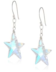 Sterling Silver Swarovski Elements Crystal Aurora Borealis Star Drop Earrings