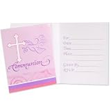 Creative Converting Pink Faithful Dove Invitations, Communion, 8 Count (Pack of 3)