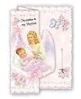 Cromo Baptism Invitation - Angel Watching Over Baby Girl - ENGLISH - 100 per pack - Envelopes Included