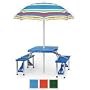 Folding Picnic Table (Red) (26"H x 58"W x 34"D (overall w seats out))