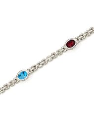 14K White Gold Oval Multi Bracelet