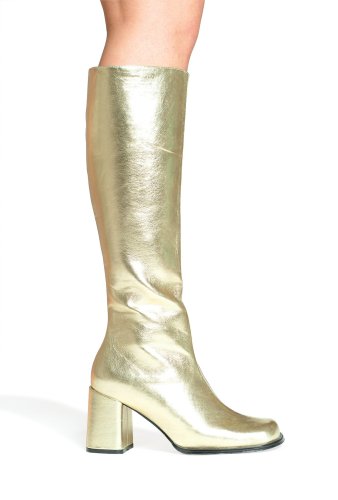 GOGO 3'' Stretch Knee Boot, Black Patent-Size 5