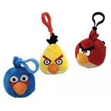 Angry Birds 3" Mini Clip-On Plush Set of 3 Red, Blue, Yellow