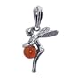 .925 Sterling Silver 25mm x 12mm Baltic Amber Charm Fairy Pendant