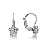 14k White Gold Diamond Star Earrings