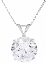 14k Gold Round-Cut 9mm Cubic Zirconia Solitaire Pendant (3 cttw)