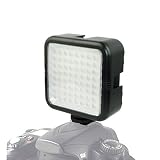 64-LED VIDEOLEUCHTE mit hoher Lichtintensität von 480 LUMEN für CAMCORDER UND KAMERAS für z.B. CANON EOS, 40D, 50D, 60D, 400D, 450D, 500D, 550D, 1000D, 5D, Mark, II, 7D, NIKON D300, D300S, D3000, D3100, D3, D3x, D3S, D5000, D700, D7000, D90, OLYMPUS E-5, E-450, E-600, E-620, PENTAX K-7, K-x, K-5, K-r, etc. …(powered by SIOCORE)